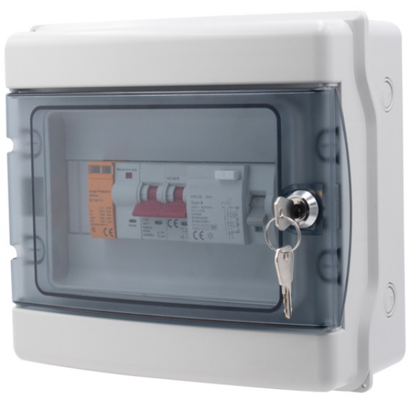 Immagine di WBM Quadro di alimentazione monofase per WB con MCB, RCD SPD 230VAC 40A IP65